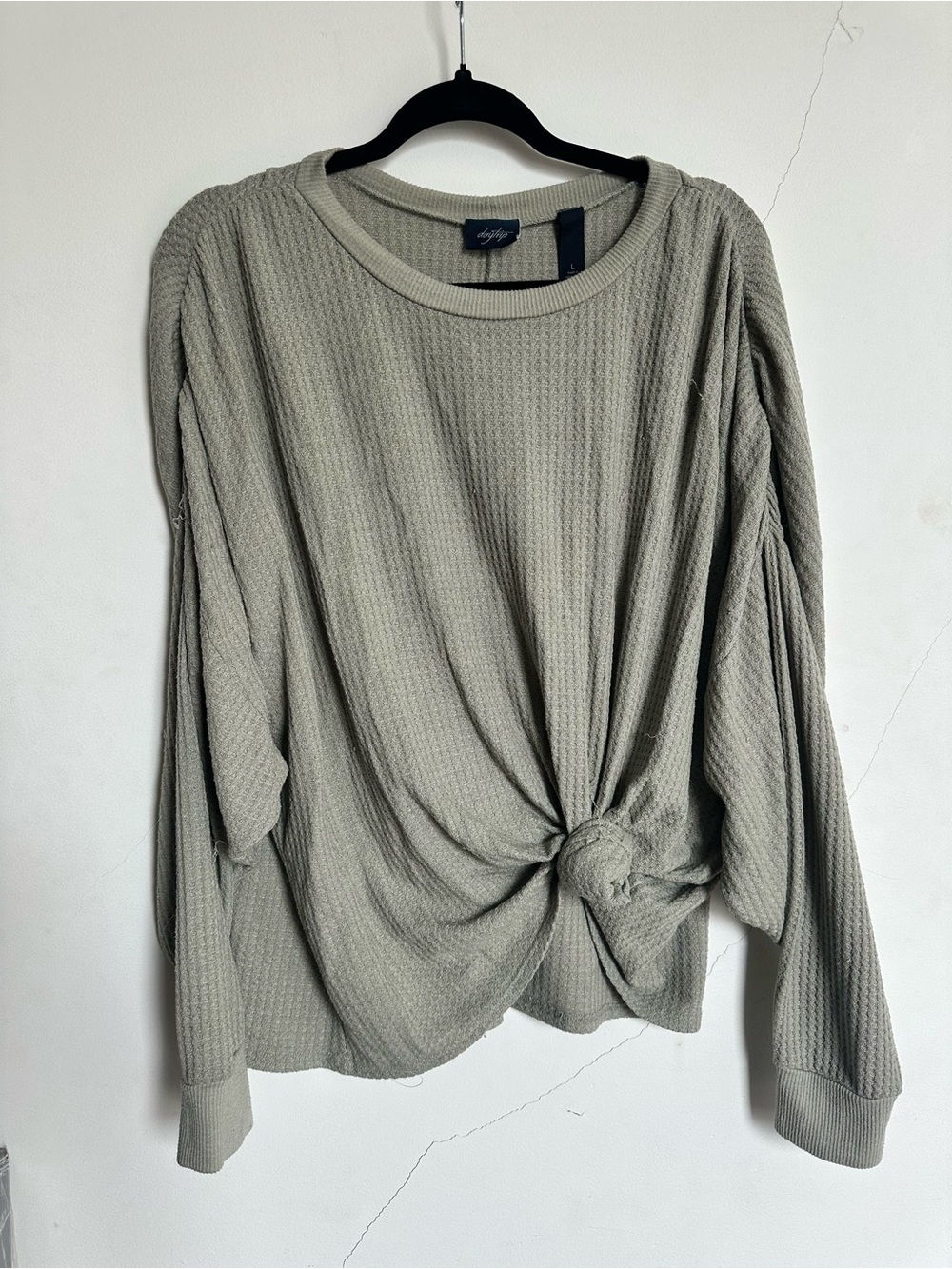 Daytrip Waffle Knit Crewneck Sweater - Sage